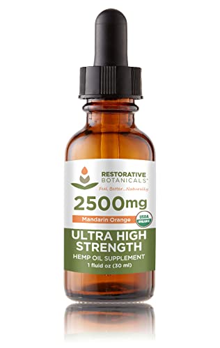 Restorative Botanicals Ultra High Strength Hemp Oil for Body & Mind Benefits - 2500mg Mandarin Orange Flavor (1oz/30ml) 60 Servings