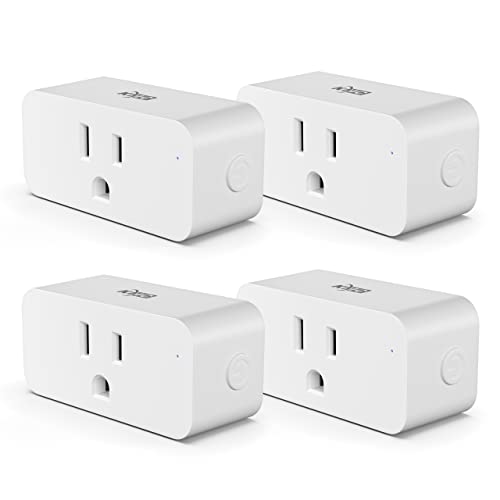 KMC Smart Plug Slim 4-Pack, Low-Profile Wi-Fi Outlet for Smart Home, Remote Control Lights and Devices from Anywhere, No Hub Required, ETL Certified, Compatible with Alexa and Google Home, White