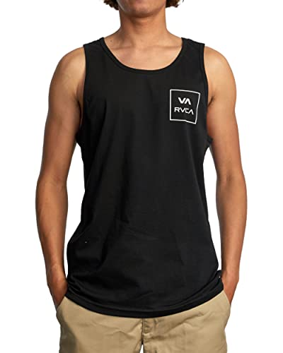 RVCA Men's Graphic Sleeveless Tank Top Shirt, VA ATW Fill/Black, Large