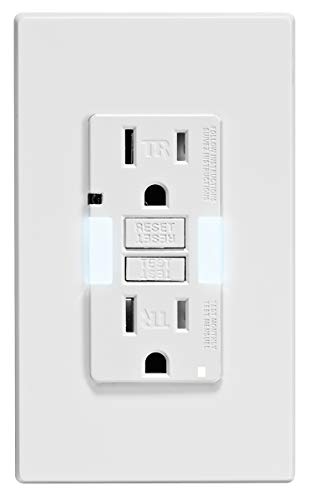 Leviton GFCI Outlet with Guidelight, 15 Amp, Self Test, Tamper-Resistant with LED Indicator Light, Replaces Plugged in Night Light, GFNL1-W, White