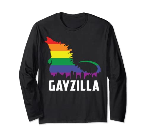 LGBTQ Rainbow Gayzilla Funny LGBT Pride Colors Graphic Cute Long Sleeve T-Shirt