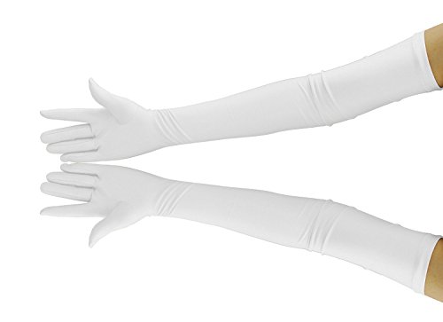 Ensnovo Adult Over Elbow 20.1' Stretch Long Spandex Opera Gloves White,Large