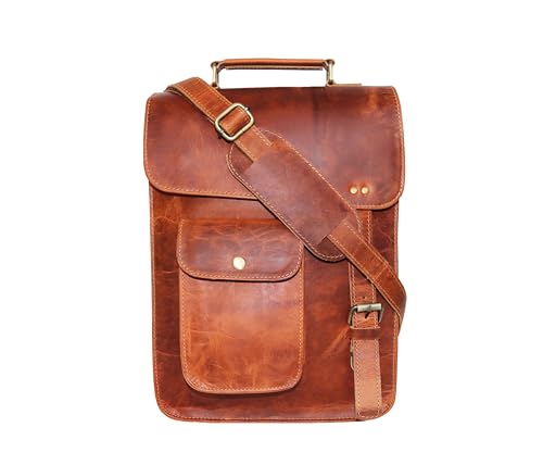 13' leather messenger bag laptop case office briefcase gift for men computer distressed shoulder bag