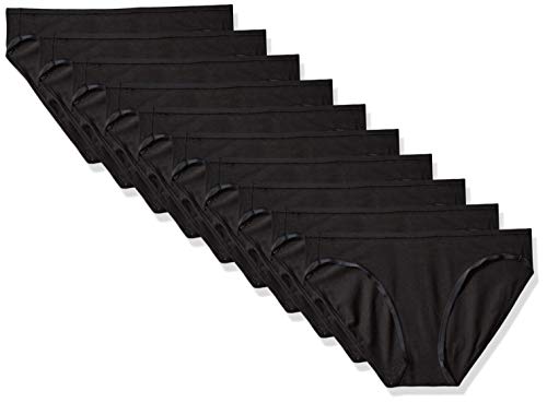 Amazon Essentials Women's Cotton Bikini Brief Underwear (Available in Plus Size), Pack of 10, Black, X-Large