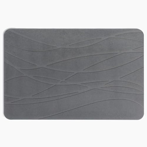 Mondano Stone Bath Mat, Shower Mat - Non Slip Diatomaceous Earth Bath Mat, Ultra Absorbent Quick Dry Bath Mat, Modern Stone Bathroom Mat Design, Eco-Chic Stone Bath Mats for Bathroom (Graphite Grey)