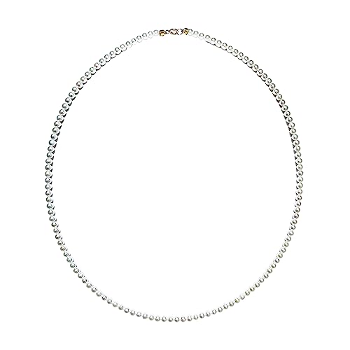 Alevel 3-3.5mm Freshwater Cultured Pearl Necklace 16 inch, Handpicked Real Small Pearls Natural White, 18K Yellow Gold Clasp