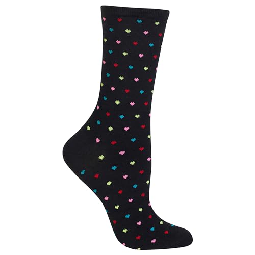 Hot Sox womens Classic Patterns Novelty Fashion Casual Socks Hosiery, Pindot Heart Repeat (Black), 4 10 US