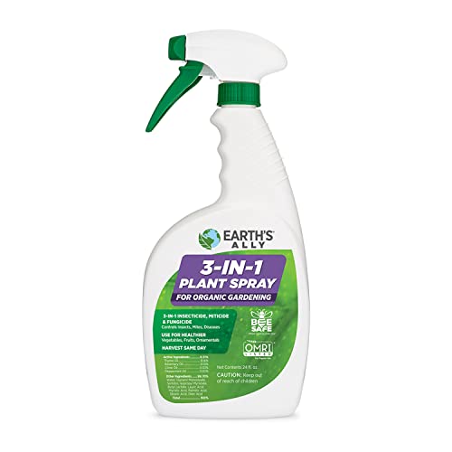 Earth's Ally 3-in-1 Plant Spray 24 oz Ready-to-Use | Better Than Neem Oil | Insecticide, Fungicide & Spider Mite Control for Organic Gardening, Pest Repellent for Indoor Houseplants & Outdoor Gardens