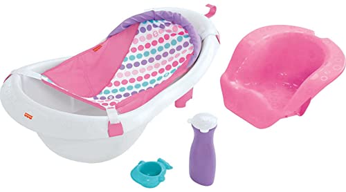 Fisher-Price Baby To Toddler Bath 4-In-1 Sling ‘N Seat Tub With Removable Infant Support And 2 Toys, Pink