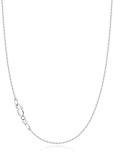 Jewlpire Solid 925 Sterling Silver Chain Necklace for Women Girls, 1.1mm Cable Chain Silver Chain for Women Shiny & Sturdy Women's Chain Necklaces, 16 Inches