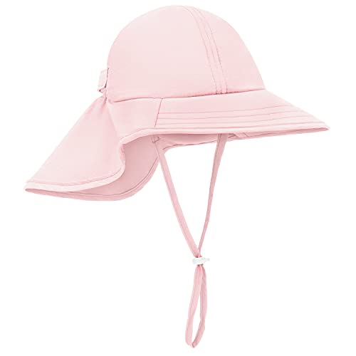 Baby and Toddler Sun Hat - UPF 50+ Kids Boy & Girl Summer Swim Pool & Beach Hat Light Pink