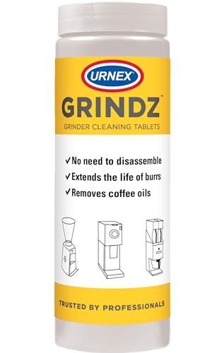 Urnex Grindz Professional Coffee Grinder Cleaning Tablets - 430 Grams - All Natural Food Safe Gluten Free - Cleans Burr and Casing - Help Extend Life of Your Grinder