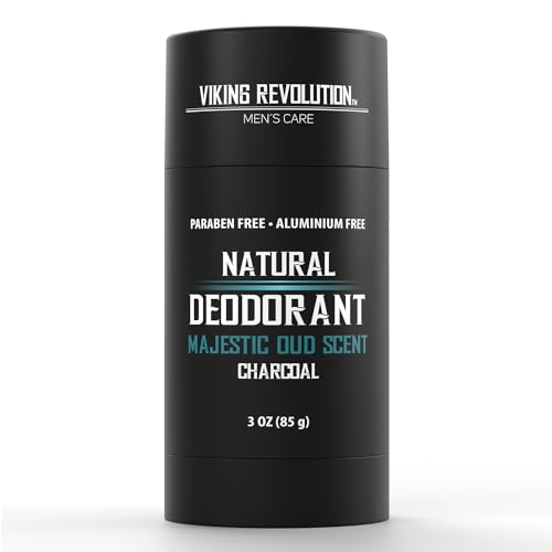 Viking Revolution Majestic Oud Deodorant for Men - Natural Deodorant for Men Charcoal Deodorant Men with Shea Butter, Coconut Oil, Baking Soda, Beeswax - Mens Deodorant Aluminum Free (3oz)