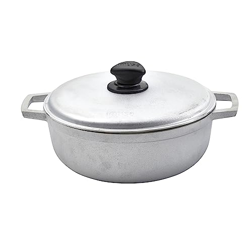 IMUSA 2.6 Quart Traditional Natural Made in Colombia Caldero with Lid for Cooking and Serving, Silver