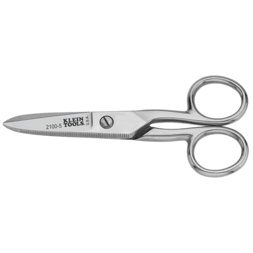 Klein Tools 2100-5 Electrician Scissors for Heavy-Duty Cutting, Made in USA, Corrosion Resistant, 5-1/4-Inch