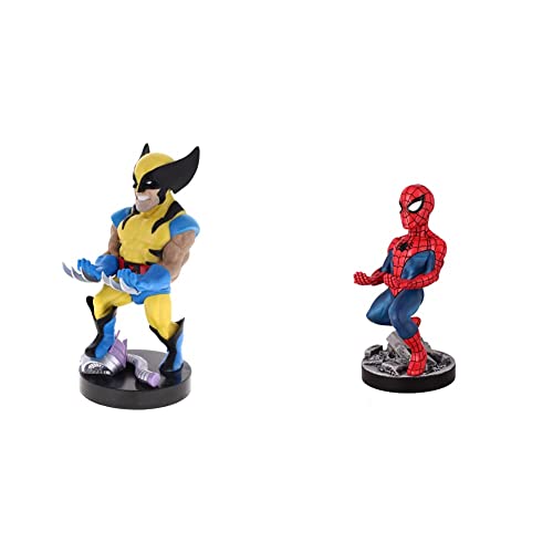 Exquisite Gaming Marvel Wolverine and Spiderman - Original Mobile Phone & Gaming Controller Holders, Device Stands, Cable Guys, Licensed Figures