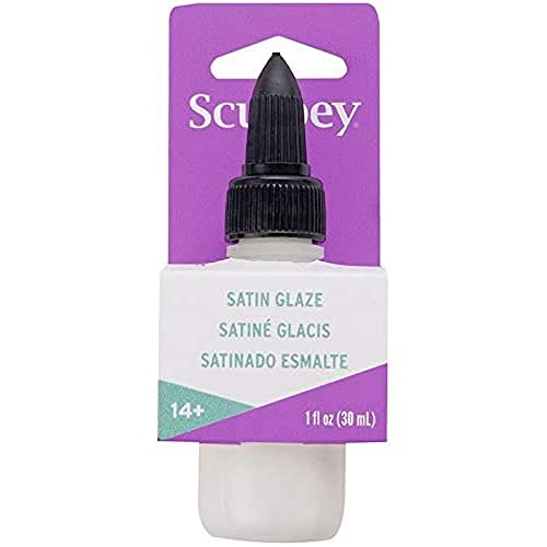 Sculpey Satin Glaze, Non Toxic, 1 fl oz. bottle with precise flow twist cap. Will add a satin finish to your baked polymer oven-bake clay creations!