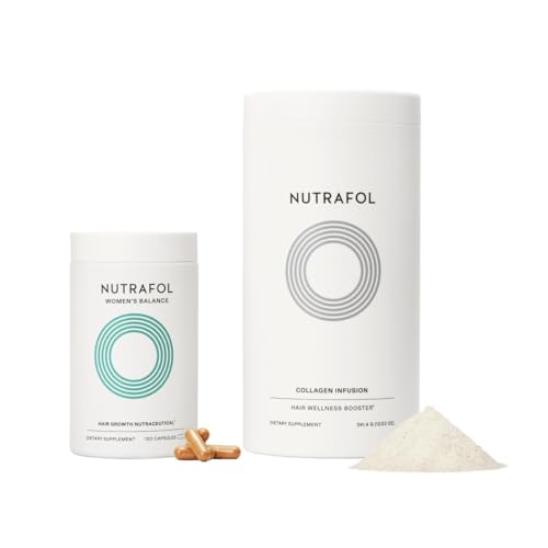 Nutrafol Women's Balance Hair Growth Supplement with Collagen Peptides, Ages 45+, Clinically Tested for Stronger, Visibly Thicker Hair, Dermatologist Recommended - 1 Month Supply, 12 oz Bottle