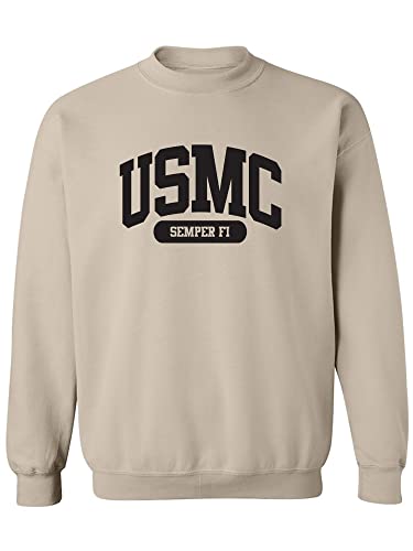 zerogravitee USMC Semper Fi Military Style Crewneck Sweatshirt in Sand - Large