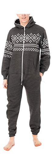 Juicy Trendz Adult Onesie Pajamas for Men Fleece Hooded Novelty One Piece Non Footed Zip up Jumpsuit Unisex Onesies Adults