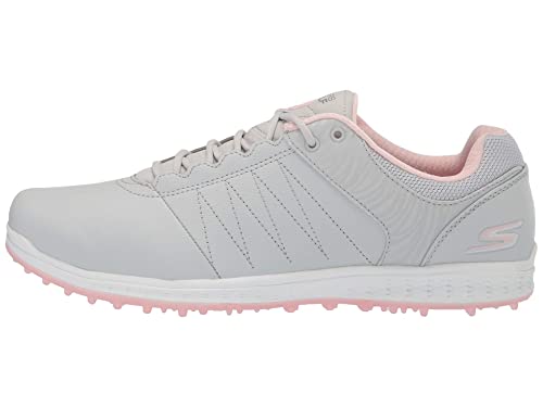 Skechers womens Pivot Spikeless Golf Shoe, Light Gray/Pink, 6.5 US