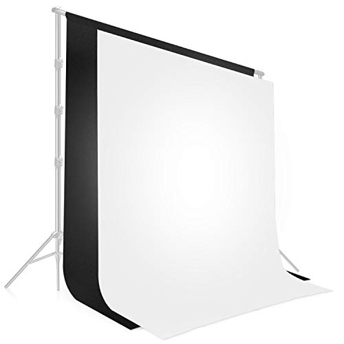 LimoStudio 10 x 12 ft. Black & White Backdrop Background Screen, Dark Black and Pure White, Premium A+ Grade 150GSM Synthetic Fabric, Stitched Rod Pocket, Stitched Edge for Curl Prevention, AGG1894