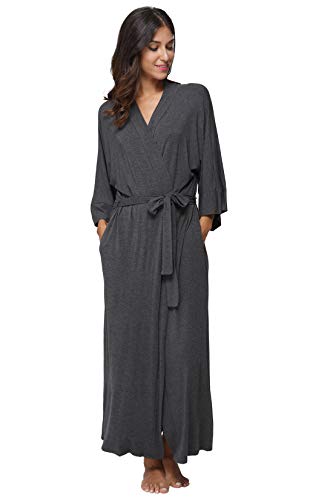 Women's Robes Long Kimono Robes Maternity Full Length Robes Soft Dressing Gown Sleepwear,Dark Grey