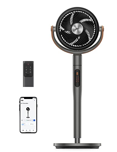 Dreo Pedestal Fan with Remote, PolyFan 513S, 43'' Quiet Standing Fan for Home Bedroom, 120°+105° Smart Oscillating Floor Fans with Wi-Fi/Voice Control, Works with Alexa/Google, 6 Modes, 8 Speeds