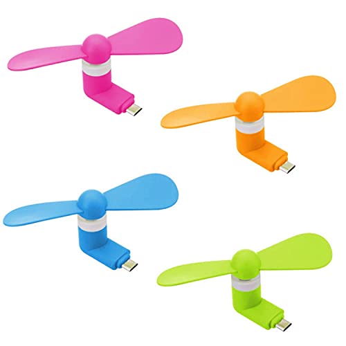 Portable Mini Cell Phone Fan for iPhone 15/15 Pro iPad and Android Cellphones with USB-C Port, 4 PCS Small Personal Travel Fan Pocket Fans Summer Gadgets (Colorful)