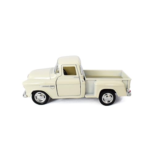 KiNSMART 1955 Chevy Stepside Pick-Up 1:32 Scale Pullback Action White Trucks