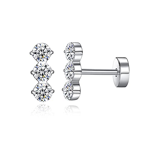 Gnoliew 18G Tragus Earrings for Women Girls 316L Stainless Steel Stud Cartilage Helix Barbell Piercing Jewelry(A,3 CZ)