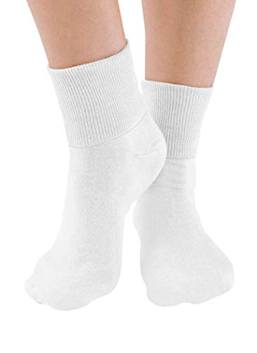 Buster Brown 6 Pair Women's White Elastic-Free Cotton Socks - Sock Size 12 -Fits Shoe Sizes 11-12