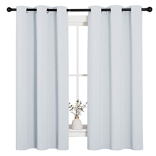 NICETOWN Window Treatment Thermal Insulated Grommet Room Darkening Curtains Drapes for Bedroom(2 Panels,42 by 63,Platinum-Greyish White)