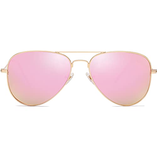 SOJOS Classic Aviator Polarized Sunglasses for Men Women Vintage Retro Style,Gold/Pink