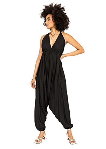 likemary Women's Jumpsuits Halter Jumper Romper with Pockets, OneSize, Black