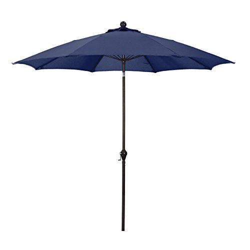 California Umbrella Astella ALUS906117-P04 Alus Series 9 ft. Economy Market Umbrella – Navy Blue/Bronze