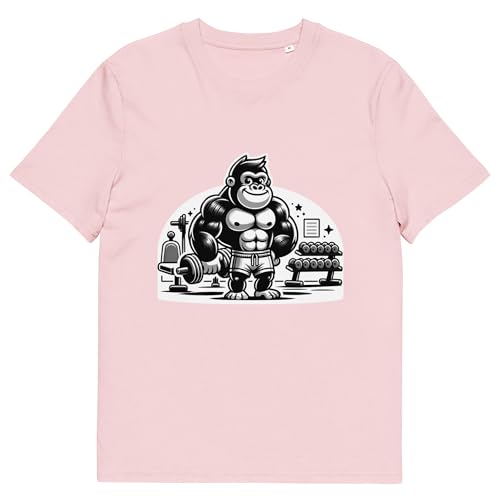 Googi Happy Gorilla Pumping Iron Gym Journey Eco-Friendly Organic Cotton Graphic T-Shirt
