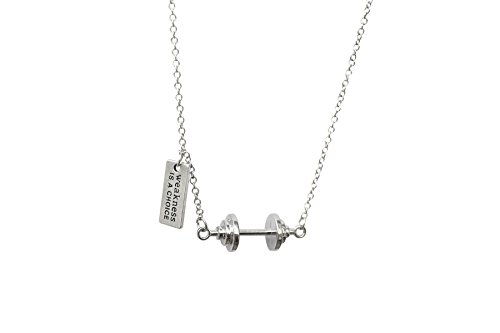 WODFitters Stainless Steel Necklace with Barbell and Weakness Is a Choice Charm - Comes with Gift Box