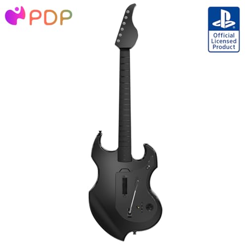 PDP RIFFMASTER Wireless Guitar Controller for PlayStation 5 and PlayStation 4, PS5/PS4, Rock Band 4, Fortnite Festival, Audio Jack, Rechargeable Battery, Officially Licensed by Sony - Black