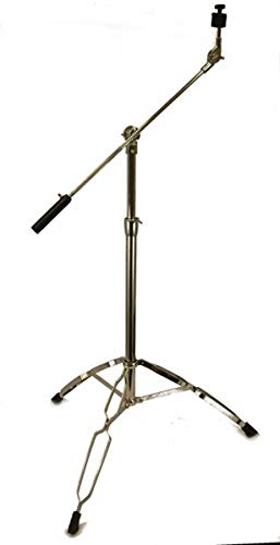 CYMBAL BOOM STAND Chrome Heavy Duty 1' Thick Adjustable Double Braced Tripod New