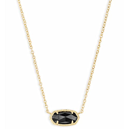 Kendra Scott Elisa Pendant Necklace for Women, Fashion Jewelry, 14k Gold-Plated, Black