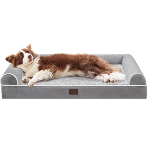 WESTERN HOME Dog Beds Large Sized Dog, Orthopedic Dog Bed with Waterproof Lining, Removable Washable Cover and Nonskid Bottom, Grey
