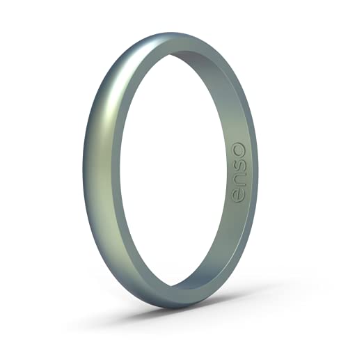 Enso Rings Halo Elements Silicone Ring – Stackable Wedding Engagement Band – Thin Minimalist Band – 2.54mm Wide, 1.5mm Thick (Volcanic Ash, 7)