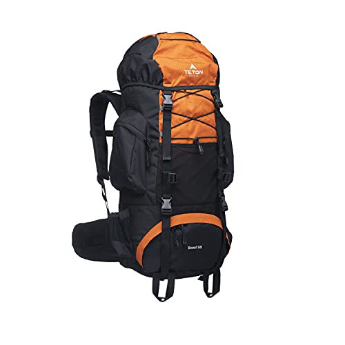 TETON 55L Scout Internal Frame Backpack for Hiking, Camping, Backpacking, Rain Cover Included