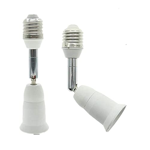 E26/E27 Light Socket Extender, 4.5 Inch Extension,Adjustable Vertical 90°Horizontal 360°, 100V - 250V, Max 150W, Medium Screw Base Light Converter Socket Extender,2-Pack