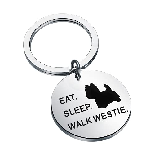 TIIMG Westie Dog Keychain Westie Dog Gifts for Women West Terrier Gifts Wat Sleep Walk Westie (eat Sleep walk westie)