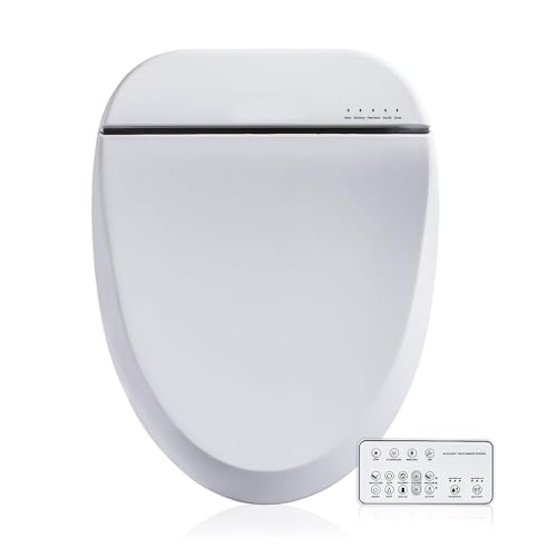 ZMJH Bidet Toilet Seat, Electric Smart Heated Seat with Slow Closes, Vortex Wash, Warm Dryer, Rear and Front Wash, Warm Water, Remote Control, and Night Light, White, A102S-W (Elongated)