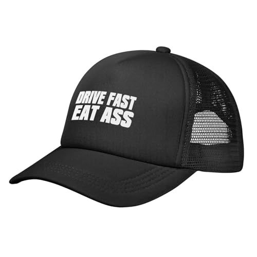 Drive Fast Eat Ass Black Dad Hat Men Women Mesh Baseball Cap Adjustable Novetly Trucker Hat Black