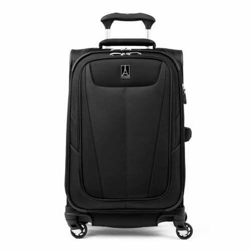 Travelpro Maxlite 5 Softside Expandable Carry on Luggage with 4 Spinner Wheels, Lightweight Suitcase, Men and Women, Black, Carry On 21-Inch
