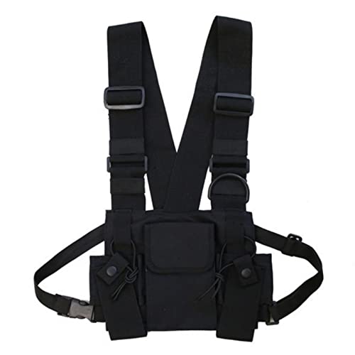 CZDLDNXS Multi-Pocket Chest Rig Bag Utility Vest Chest Bag for Men Hands Free Radio Front Pack Pouch Hip Hop Chest Pack Functional Tactical Harness for Women Running Exercise Hiking Camping
